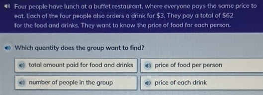 Solved: Four people have lunch at a buffet restaurant, where everyone ...