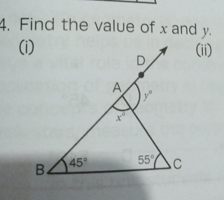 Find the value of x and y.
(ii)