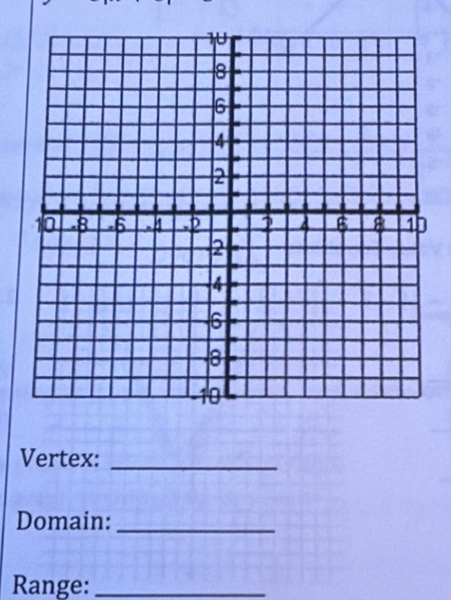 Vertex:_ 
Domain:_ 
Range:_