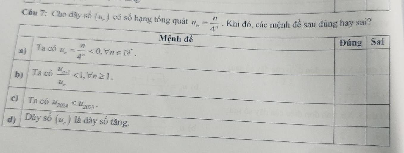 Cho dãy số (u_n) có số hạng tổng quá