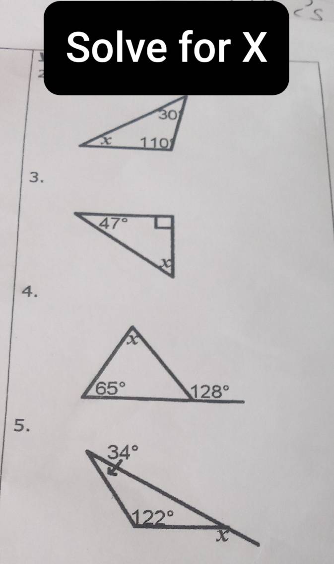 Solve for X
3.
4.
5.