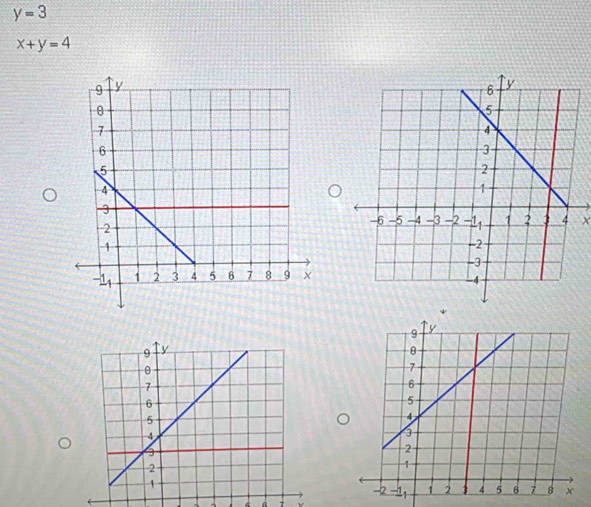 y=3
x+y=4
7 v