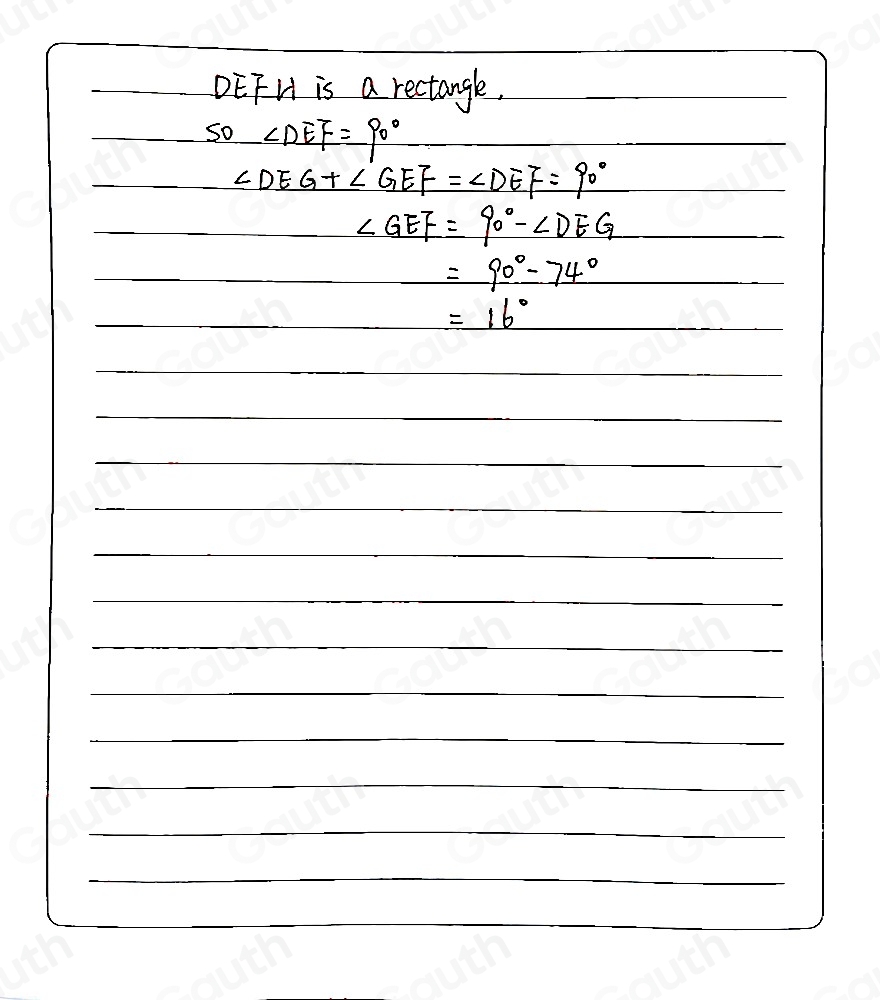 Solved: In the following figure, DEFH is a rectangle. Without using a ...