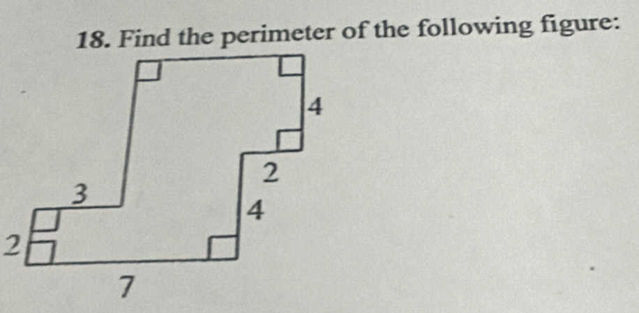 Find the perimeter of the following figure: