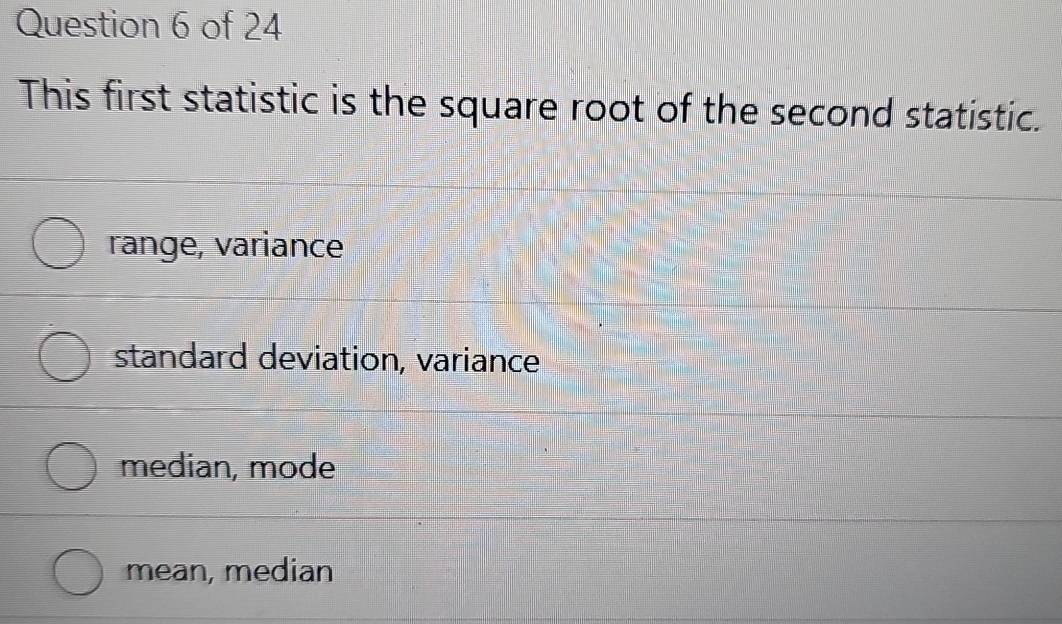 Solved: This first statistic is the square root of the second statistic ...