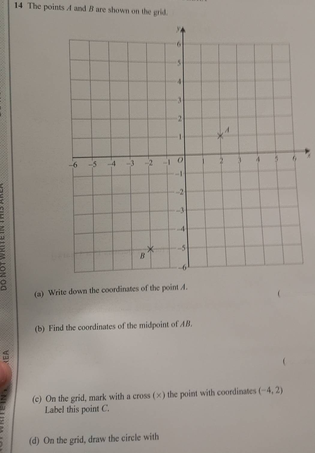 Solved: The points A and B are shown on the grid. (a) Write down the ...