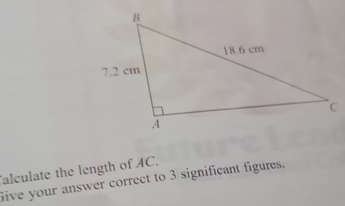 falculate the length of AC. 
Give your answer correct to 3 significant figures.