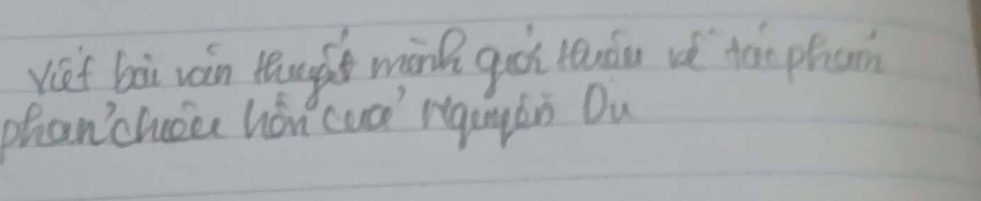 vief laài ván tugh mànk guói lauǒu oá tǎn phan 
phan'choee hón cuce rgungàn Du