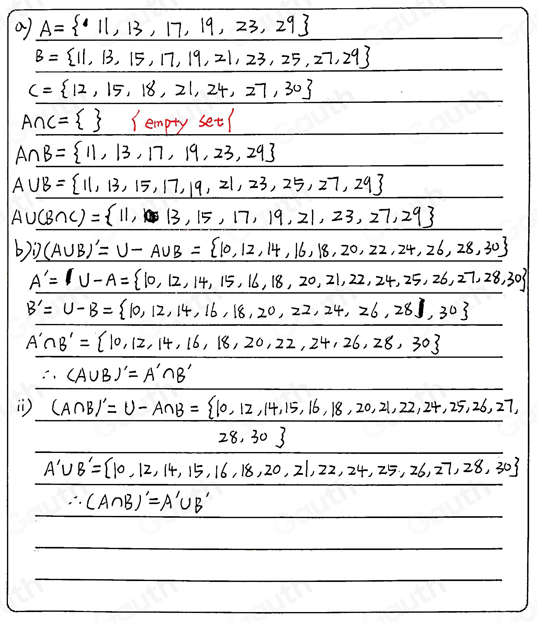 Solved: 3). The subsets A, B and C of the universal set U are defined ...
