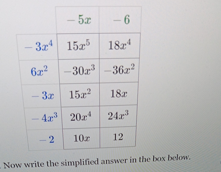 Now write the e box below.