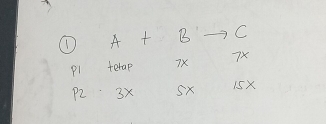 A+B -_  C
P1 terap 7x 7x
P2 3x sx 15X