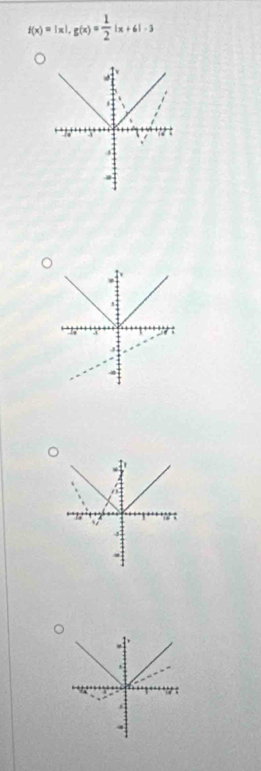 f(x)=|x|, g(x)= 1/2 |x+6|· 3