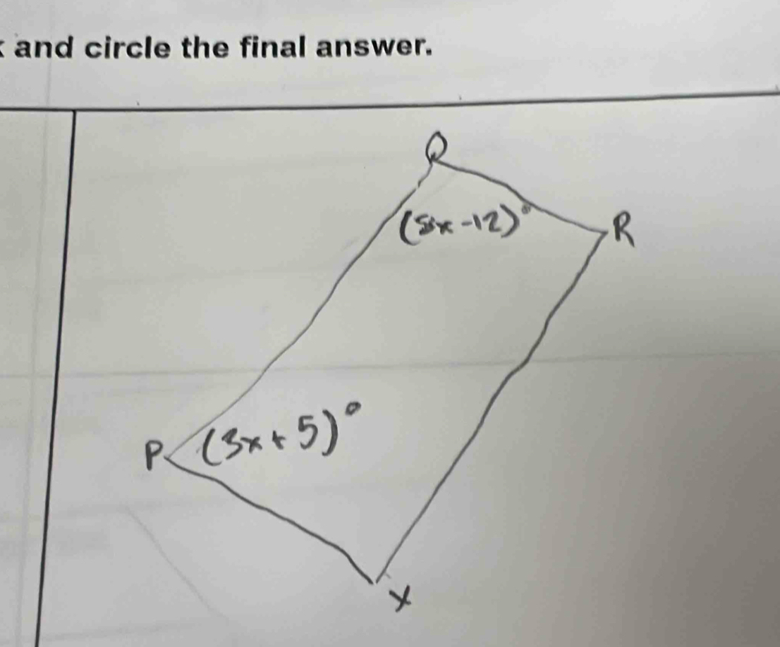 and circle the final answer.