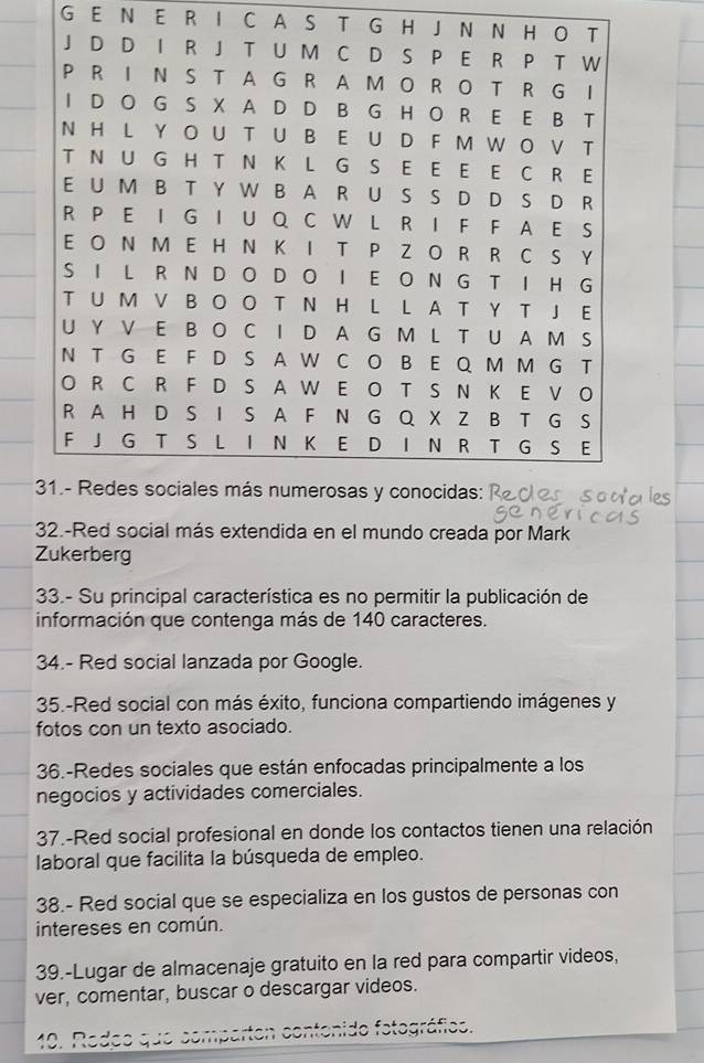 Resuelto:A S T G H 32.-Red social más extendida en el mundo creada por ...