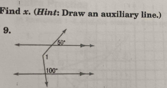 Find x. (Hint: Draw an auxiliary line.)