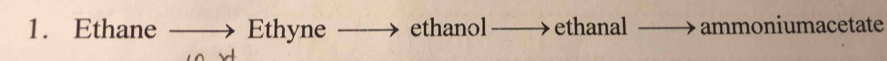 Ethane Ethyne ethanol ethanal ammoniumacetate