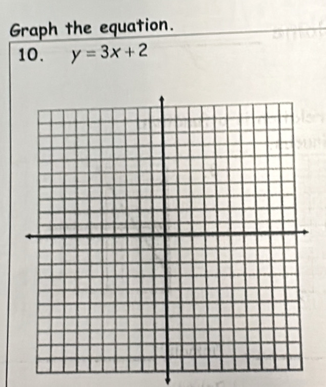 Graph the equation. 
10. y=3x+2