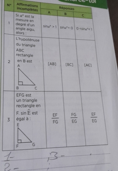 N° Affirmations Répon
inc
3