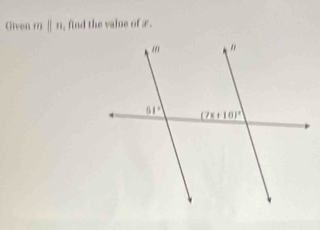 Given mparallel n_1 find the valne of x.