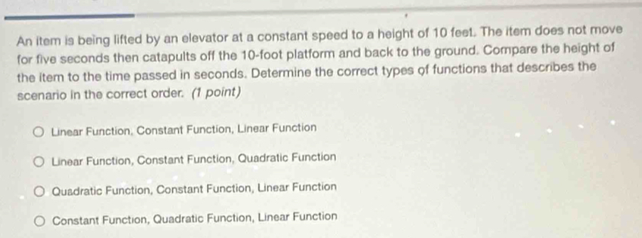 Solved: An item is being lifted by an elevator at a constant speed to a ...