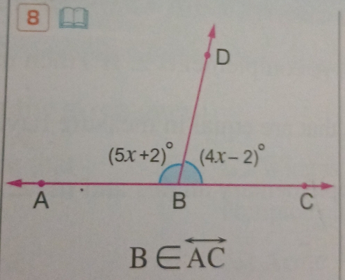 B∈ overleftrightarrow AC