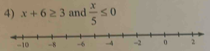 x+6≥ 3 and  x/5 ≤ 0