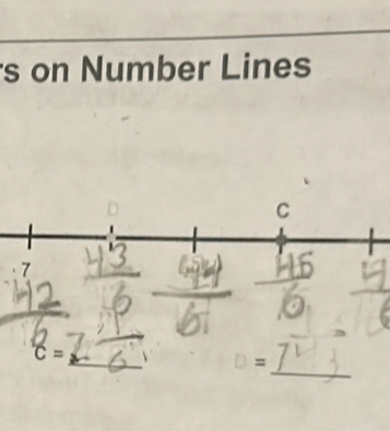 on Number Lines
C
_ 
、 7
_ overline C=
= _