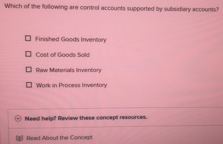 Solved: Which of the following are control accounts supported by ...
