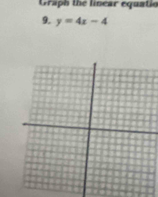 Graph the linear equatio 
9. y=4x-4