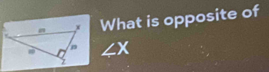 What is opposite of
∠ X