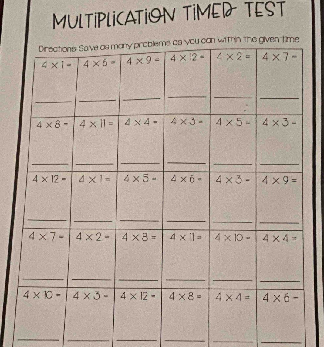 MULTIPLICATION TIMED TEST
_
__
_
_
_