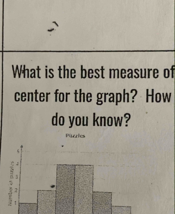 What is the best measure of 
center for the graph? How 
do you know? 
Püzzles