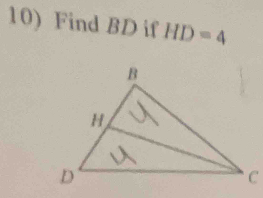 Find BD if HD=4