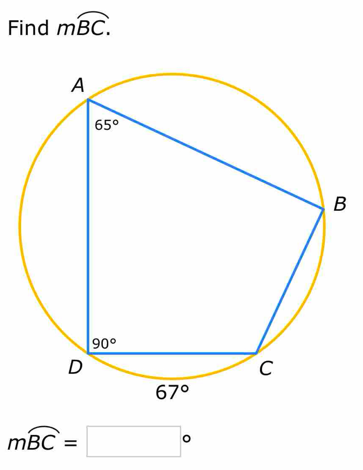 Find moverline BC.
moverline BC=□°