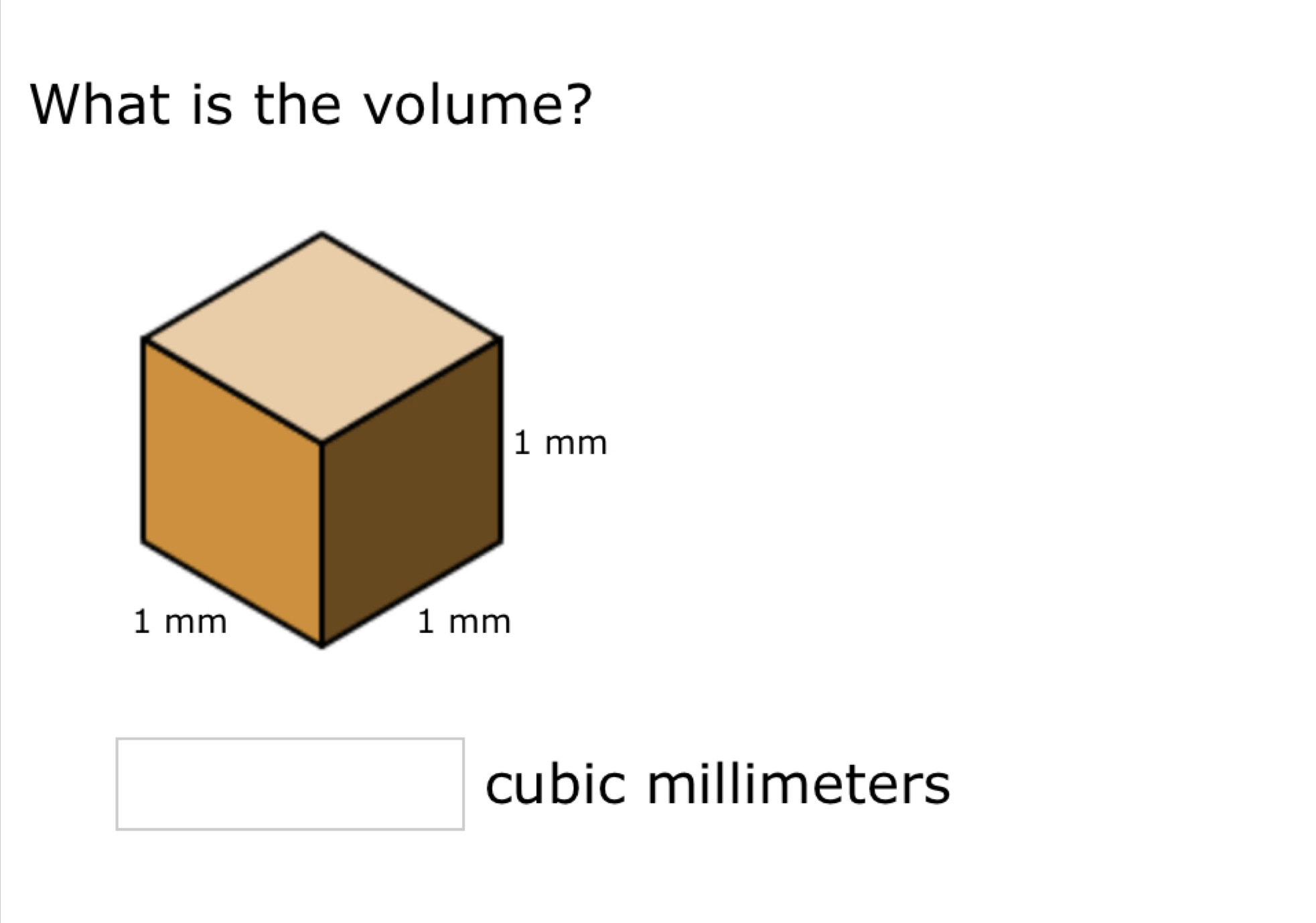 What is the volume?
^ cubic millimeters