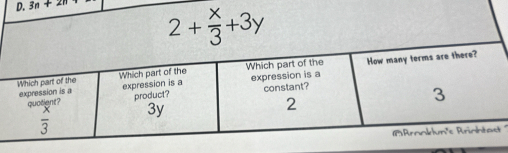 3n+2n
2+ x/3 +3y