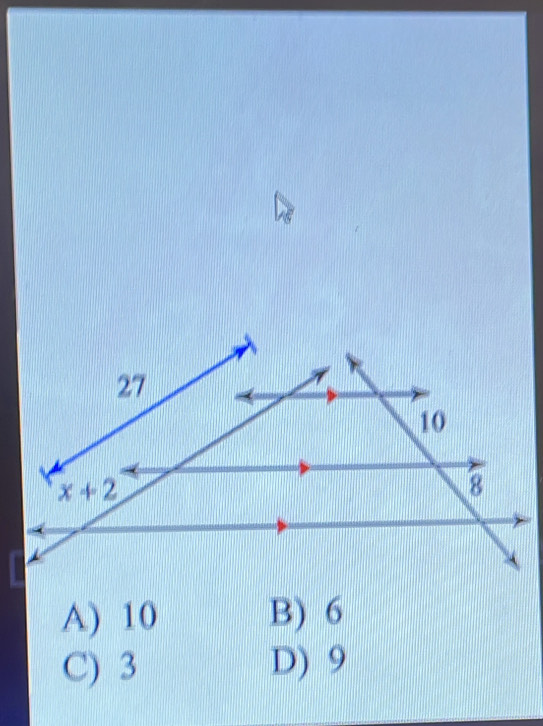 A) 10 B) 6
C) 3 D) 9