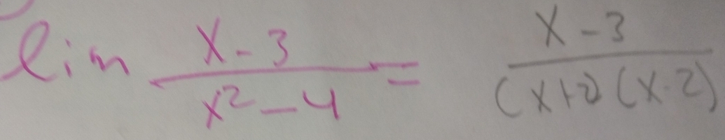 ln  (x-3)/x^2-4 = (x-3)/(x+2)(x-2) 