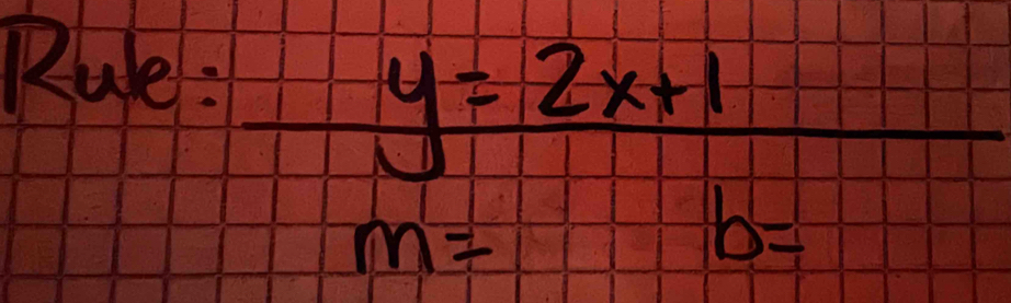 Rule:
 (y=2x+1)/m=b= 
m=1