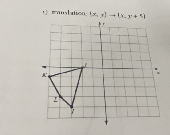 5)translation: (x,y)to (x,y+5)