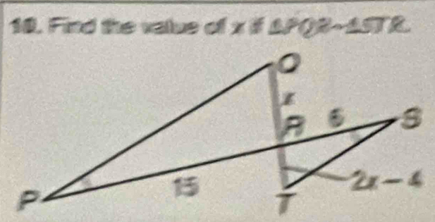 Find the value of xif△ PQBsim △ STR