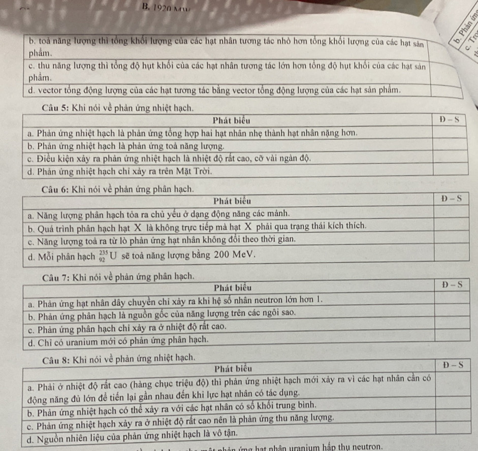 1920 M
ứng hạt nhân uranium hấp thu neutron.