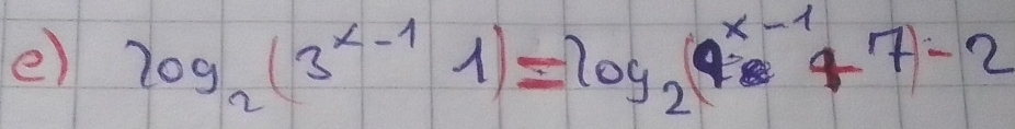 log _2(3^x-1)=log _2(9^(x-1)+7-2