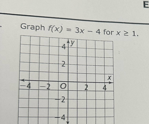 Graph f(x)=3x-4 for x≥ 1.