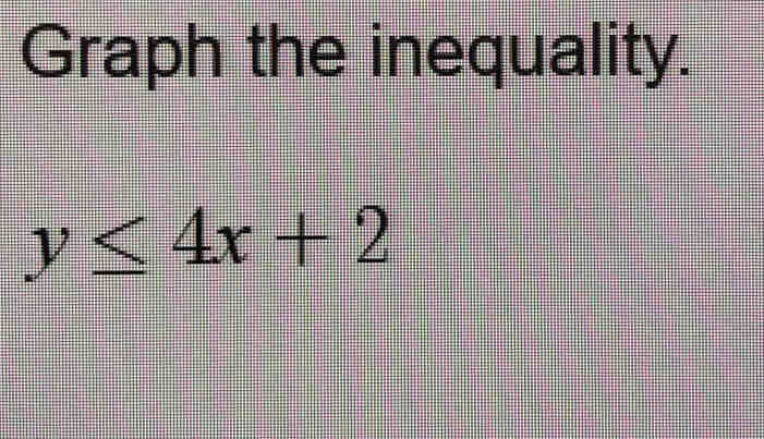 Graph the inequality.
y≤ 4x+2