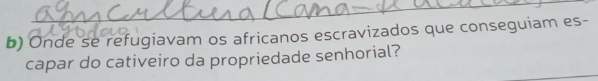 Onde se refugiavam os africanos escravizados que conseguiam es- 
capar do cativeiro da propriedade senhorial?