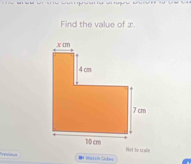 Find the value of x. 
Previous Watch @deo