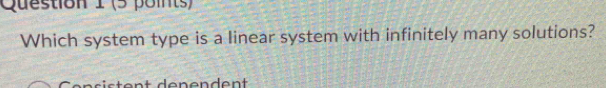 Which system type is a linear system with infinitely many solutions?