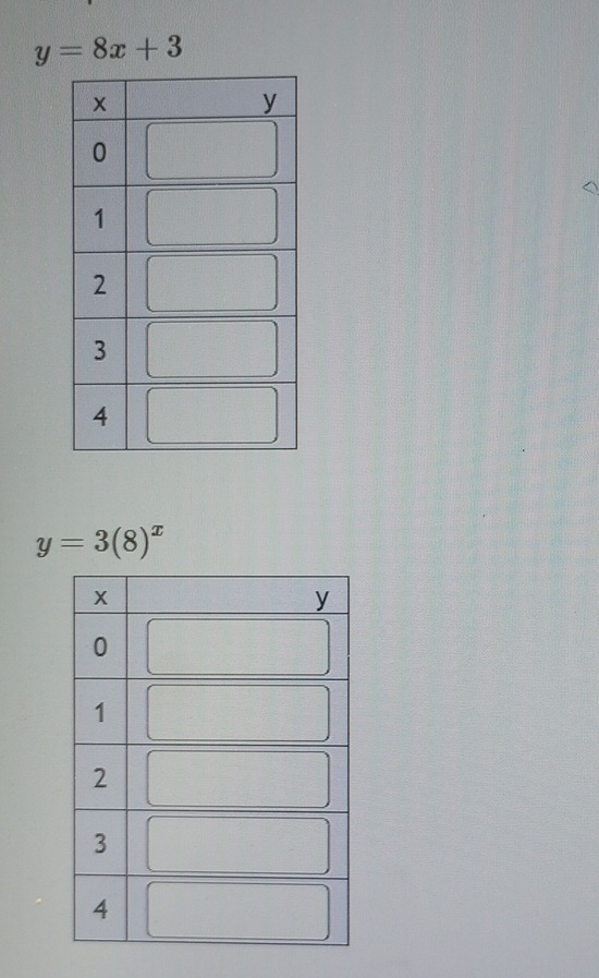 y=8x+3
y=3(8)^x