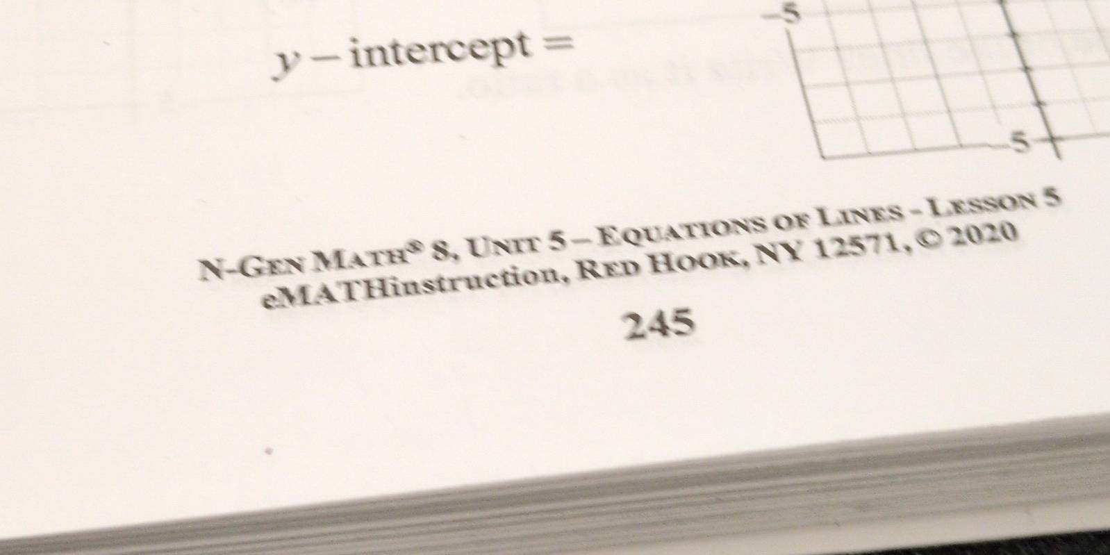 Solved: intercept = 5 N-Gen Math* 8, Unit 5 - Equations of Lines - Lesson 5 eMATHinstruction, R ...
